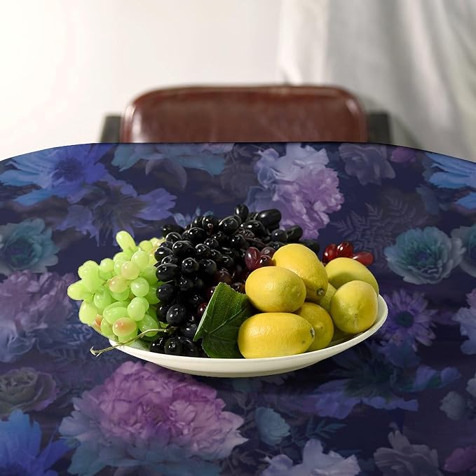 Vintage Flower Tablecloth, Gothic Garden Dark Florals Rustic Roses Boho Botanical Plant Water Resistant Wipeable Table Cover for Picnic Party Holiday Kitchen Dinner Table 55"x55"