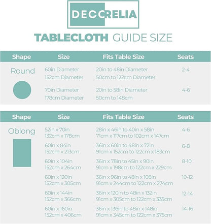 Decorelia Waterproof Round Tablecloth for Round Dining Table, Decorative Rustic Soft Wipeable Table Cloths Cover Indoor Outdoor Use for Holiday,Wedding, Kitchen (70 Inch,Round (4-6 Seats),Aqua)