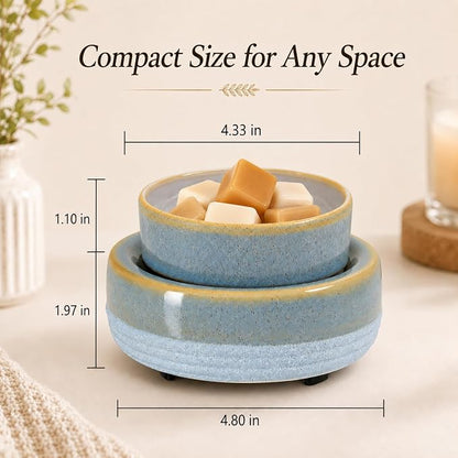 Wax Melt Warmer, Ceramic Candle Melter Melting Wax 3-in-1 Oil Burner Electric Fits Yankee Large Jar, Scented Candle Holder for Home Decor Gifts for Mom Grandma Women Girls