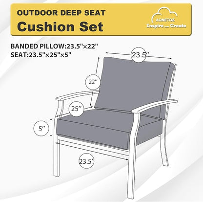 Outdoor Seat Cushion Set 23.5 x 25 Inch,Olefin Deep Seat Patio Cushions,Patio Furniture Cushions with Removable Cover,Rain-Proof and Fade Resistant Deep Seat Bottom & Back Cushion with Pillow,1 Set
