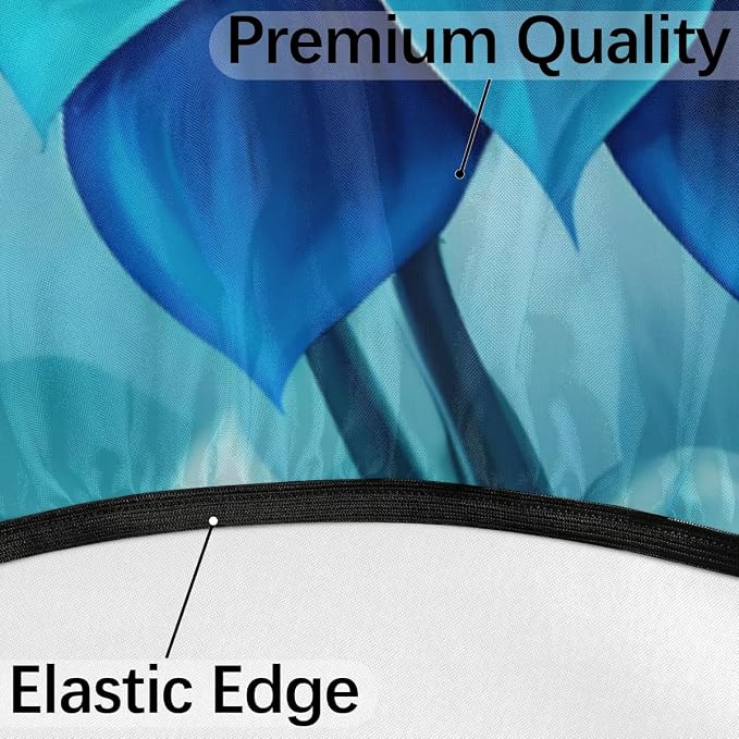 Glowing Mandala Outdoor Round Fitted Tablecloth with Umbrella Hole and Zipper, 45"-56" Elastic Patio Table Cloth Oil-Proof Waterproof Patio Table Cover for Picnic Party Camping