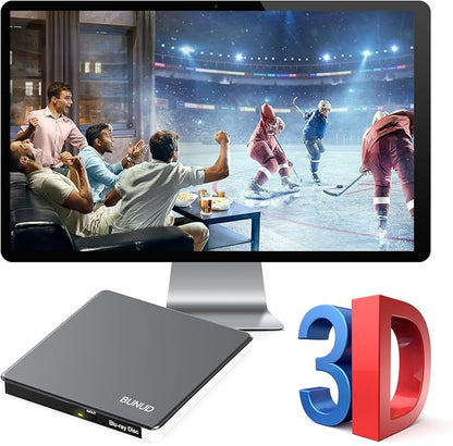 External Blu Ray CD DVD Drive, USB 3.0 Type C Blu ray Burner BD Player Read/Write Portable Bluray Drive Slim Optical Blue Ray CD DVD Reader for Laptop PC Windows 11 MacBook Pro Air Desktop Linux OS