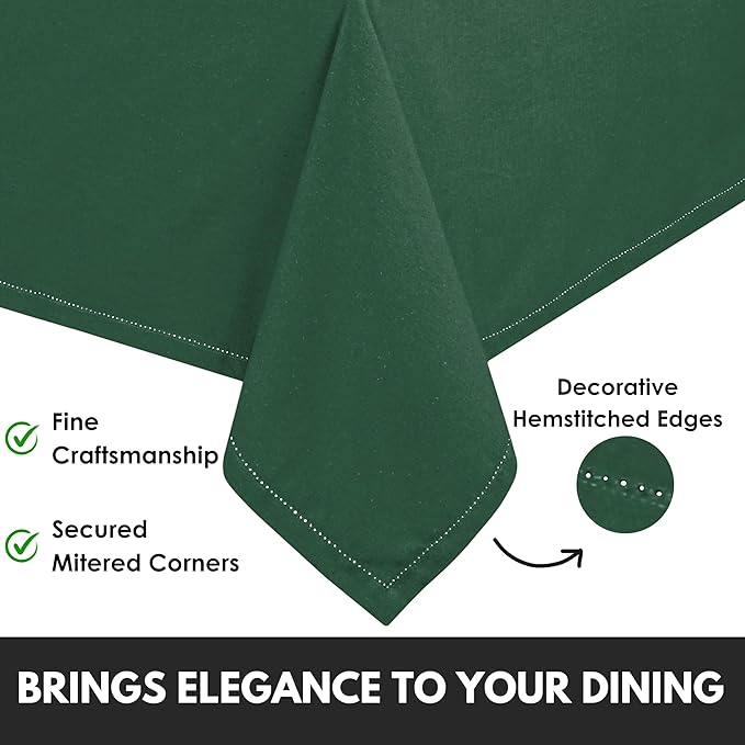 Rectangular Tablecloth 52 Inch x 70 Inch 100% Cotton Washable Table Cover Decorative Rustic for Gifts, Dining, Buffet Party & Camping - Olive Green