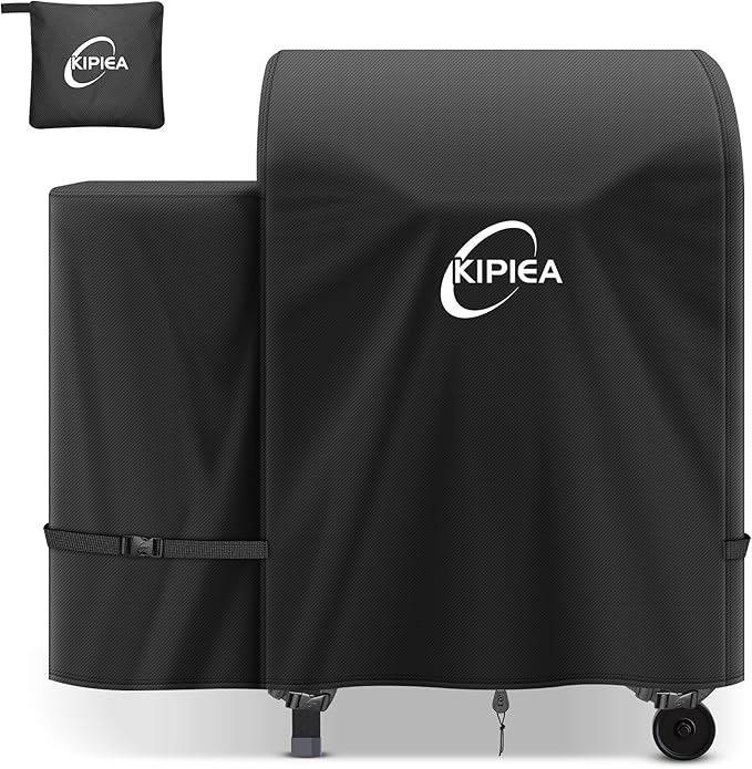 Kipiea 600D Heavy Duty Grill Cover for Traeger Tailgater 20, Waterproof Wood Pellet Smoker Cover with Windproof Buckles, Pellet BBQ Grill Covers for Outside Anti-UV, No Tear, No Fading