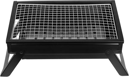 Portable Foldable Charcoal Bbq Grill Small Outdoor Mini Grill for Camping and Patio Use with Thickened Medium Size Charcoal Box, Suitable for 1-3 People