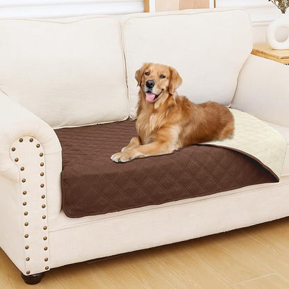Smiry Waterproof Reversible Pet Couch Covers for Dogs | Pet Friendly, Soft Fabric, Washable Sofa Furniture Protector for Dogs Cat Kids, Checkered (30"x53", Brown/Beige)