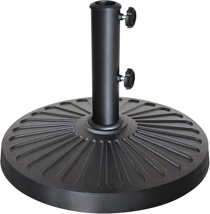 EliteShade USA 18" Patio Umbrella Base Stand, 30LBS Heavy Duty Cast Resin Outdoor Umbrella Stand Holder With 2 Adjustable Knobs for Garden Table, Rust-Free Large Umbrella Base for Backyard, Deck, Lawn, Poolside Fits 1.5"-1.9" Poles, Black