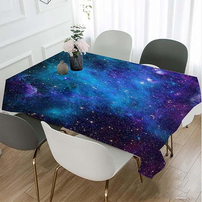 TKS MITLAN Galaxy Purple Decorative Rectangle Tablecloth Universe Planet Stars Shine Milky Polyester Table Cloths Kitchen Table Cover for Dining BBQ Picnic Coffee Table 60 x 84 Inch 6-8 Seats