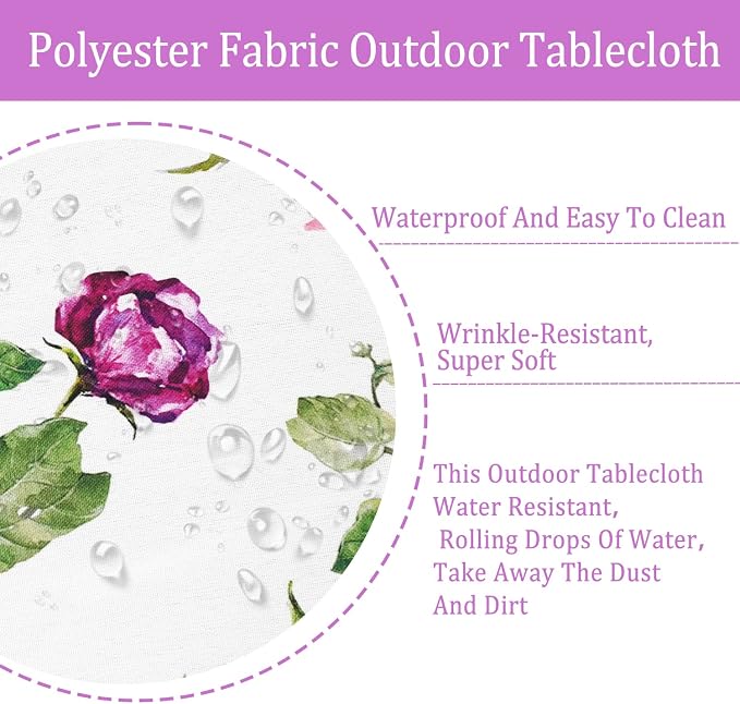 Outdoor Tablecloth with Umbrella Hole and Zipper, Patio Table Covers for Spring/Summer, Machine Washable Outdoor Party/Picnic Rectangle Table Cloth 60 x 120 in