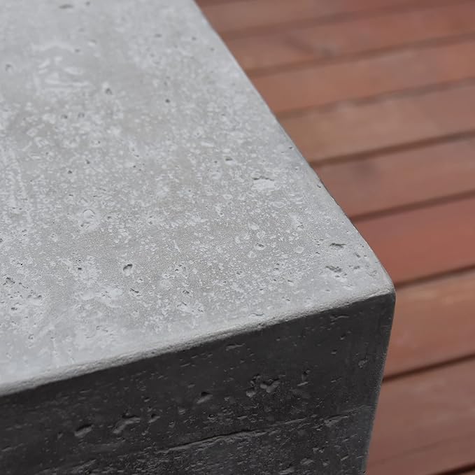 Elementi Manhattan Outdoor Fire Pit Table 36 Inches Square Firepit Concrete Patio Heater Electronic Ignition Backyard Fireplace Cover Lava Rock Included Liquid Propane