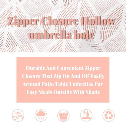 Outdoor Tablecloth with Umbrella Hole Fabric Spill Proof and Waterproof with Zipper Floral Tablecloth for Spring/Summer/Party/Picnic Rectangle 60 x 84 in