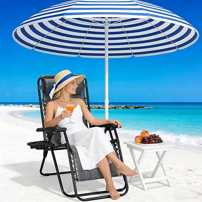 Zero Gravity Chairs Set of 2, Adjustable Lounge Chair Outdoor Recliner, Folding Reclining Lawn Chair, Anti Gravity Chair with Pillow & Cup Holder for Pool Camping Sunbathing Beach Patio (Gray)