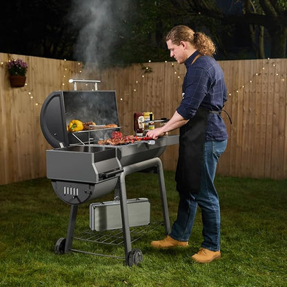 Feasto Heavy-Duty 30-Inch Charcoal Grill with Offset Smoker Grill, Side Table & 815 Sq. In Cooking Space, Outdoor BBQ Grill for Outdoor Barbecue in Backyard, Patio and Parties, Black