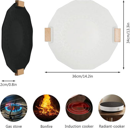 Outdoor Barbecue Pan, Non Stick Barbecue Pan for Stove Smokeless Outdoor Camping Plate Dual Purpose Outdoor Plate (White)