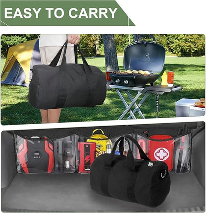 BBQ Tool Storage Bag, with Inner Pockets and Shoulder Strap, Black Outdoor Camping Barbecue Carry Bag, Grill Accessory Storage, BBQ Gifts for Men, 18.1 * 10.6 * 10.6 inches