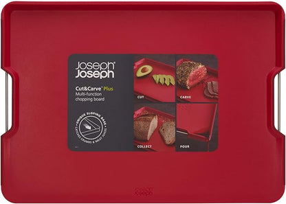 Joseph Joseph Cut&Carve Plus Multi-Function Cutting Board, X-Large, Red (Pack of 2)
