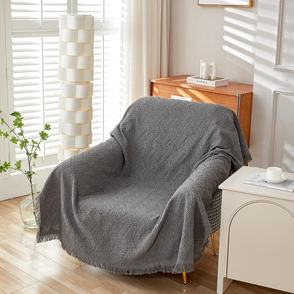 AIVIA Armless Loveseat Cover Sheet Blanket, Anti Slip Throw Cushion Covers for Armless Couches, 1 Cushion Love-Seat Furniture Decor Slipcovers Protector for Dogs Cats 71"x91" Dark Gray