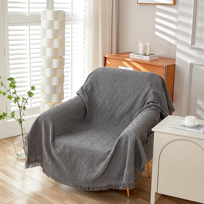 AIVIA Armless Loveseat Cover Sheet Blanket, Anti Slip Throw Cushion Covers for Armless Couches, 1 Cushion Love-Seat Furniture Decor Slipcovers Protector for Dogs Cats 71"x91" Dark Gray