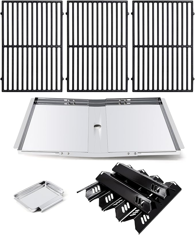 Grill Replacement Parts for Dyna-Glo DGB610SSP DGF600SSP, Drip Pan Grease Tray & Grill Grates & Heat Tents for Dyna Glo DGB610SSP 6 Burner Grill Models