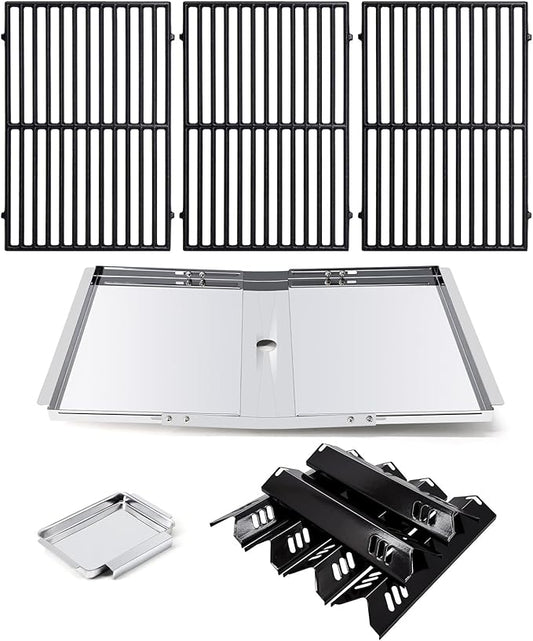 Grill Replacement Parts for Dyna-Glo DGB610SSP DGF600SSP, Drip Pan Grease Tray & Grill Grates & Heat Tents for Dyna Glo DGB610SSP 6 Burner Grill Models