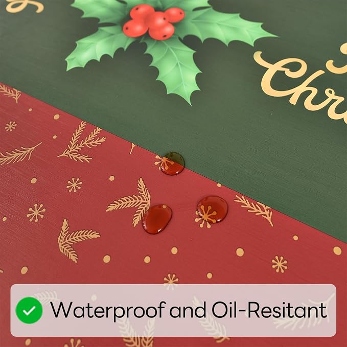 Christmas Tablecloth Heavy Duty Vinyl Red 54x72 inch Square Christmas Table Cloth Reusable Waterproof Foldable Plastic Tablecloths PVC Xmas Table Cover for New Year Party Decor
