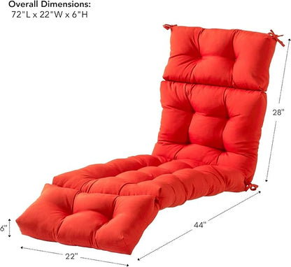 Greendale Home Fashions 72 x 22-inch Outdoor Chaise Lounge Cushion, Fire