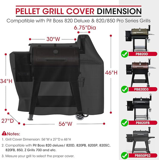 Unicook Pellet Grill Cover Compatible with Pit Boss 820, 820 Deluxe and 850, Outdoor Waterproof Wood Pellet BBQ Smoker Cover, All Weather Protection