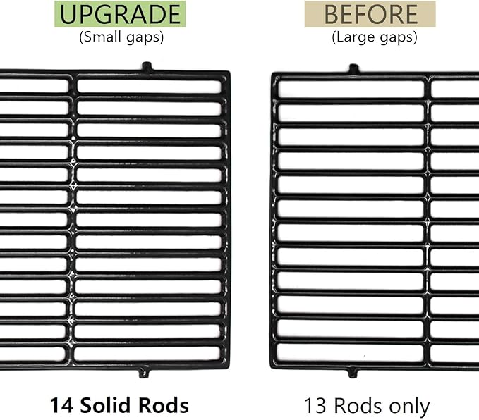 Hongso 7638 17.5" Polished Porcelain Cast Iron Grill Grates Replacement for Weber 3 Burner Spirit 300, 310, 320, Spirit 700, Genesis Silver B/C, Genesis Gold B/C, Genesis Platinum B/C Gas Grills