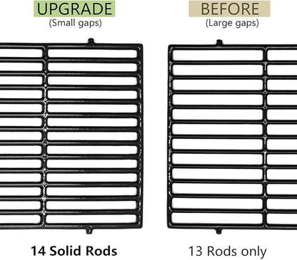 Hongso 7638 17.5" Polished Porcelain Cast Iron Grill Grates Replacement for Weber 3 Burner Spirit 300, 310, 320, Spirit 700, Genesis Silver B/C, Genesis Gold B/C, Genesis Platinum B/C Gas Grills