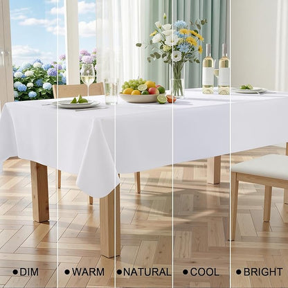 Smiry Rectangle Table Cloth 70x120 Inch, Waterproof Wipeable Vinyl Tablecloths Protector, Oil Spill Proof Plastic Table Cover for Dining, Picnic, Camping, Outdoor, White