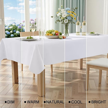Smiry Square Table Cloth 60x60 Inch, Waterproof Wipeable Vinyl Tablecloths Protector, Oil Spill Proof Plastic Table Cover for Dining, Picnic, Camping, Outdoor, White