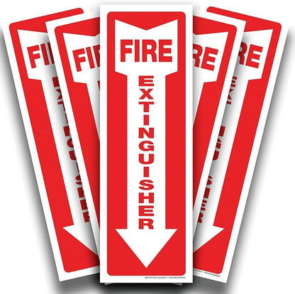 iSYFIX Fire Extinguisher Reflective Sticker Sign – 5 Pack 4x12 – Premium Self-Adhesive Vinyl, Laminated for Ultimate UV, Weather, Scratch, Water and Fade Resistance, Indoor and Outdoor