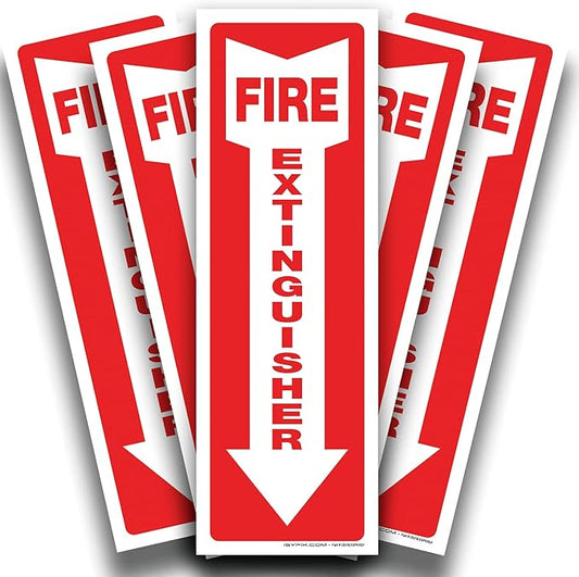 iSYFIX Fire Extinguisher Reflective Sticker Sign – 5 Pack 4x12 – Premium Self-Adhesive Vinyl, Laminated for Ultimate UV, Weather, Scratch, Water and Fade Resistance, Indoor and Outdoor
