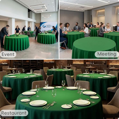 8 Pack Green Round Tablecloth 120 Inch | For 4Ft-7Ft Round Table, Wrinkle Resistant Table Cloth, Washable Polyester Fabric, For Wedding Party Banquet Buffet Camping