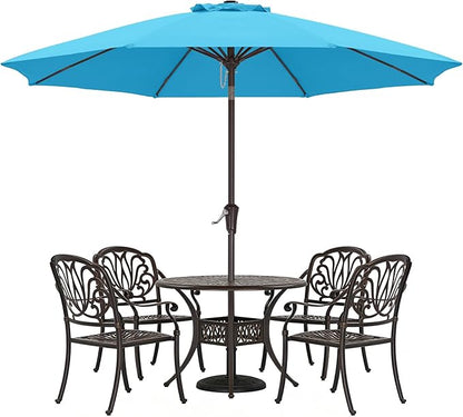 ABCCANOPY 10FT Patio Umbrella, Outdoor Windproof Table Umbrella with Push Button Tilt and Crank for Garden, Lawn, Deck & Backyard (Turquoise)