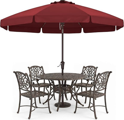 ABCCANOPY 9ft Scalloped Patio Umbrella, Outdoor Table Umbrella with Tilt and Crank, Fiberglass Ribs Deck Umbrella for Patio, Pool, Garden, Picnic (Burgundy)