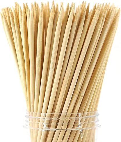 Party Hippo 10 Inch Natural Bamboo Skewers, 4mm Thick, 100 Pack – BBQ Kabob Sticks for Grilling, Fruit, Chocolate Fountain, Crafts & Parties – More Size Choices /8"/10"/12"/14"/16" (10" / 100 ct)