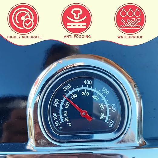 18013 BBQ Grill Lid Temperature Gauge Compatible with Broil King, Replacement Large Chrome Lid Heat Indicator for Broil King Signet/Sovereign/Baron/Regal/Imperial Series Grill Parts (1998-present)