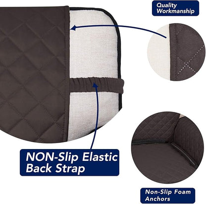 PureFit Reversible Quilted Sofa Cover Dog Couch Covers for Sofa, 66 in | Chocolate/Chocolate, Water Resistant, Washable, Non Slip and Elastic Straps, For Kids, Dogs, Pets
