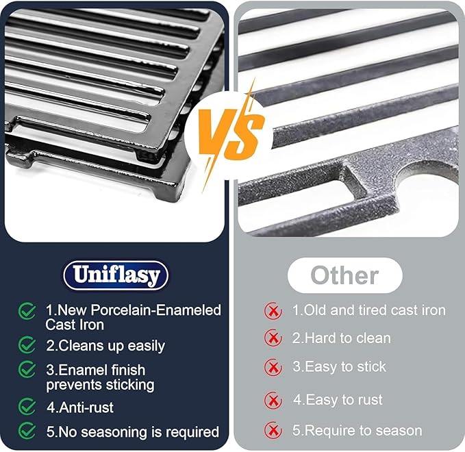 Grill Parts for Weber Genesis 300 Series (2007-2016), Fits Weber Genesis E310 E320 E330 S310 S320 S330 Parts Porcelain Enameled Cast Iron Grates Flavorizer Bars Heat Deflectors 7524 7528 7621 7622