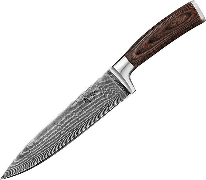 Wakoli EDIB Damascus Chef Knife – 7.9-Inch Japanese-Style Kitchen Knife, 67-Layer Damascus Steel Blade with VG10 Core, Ergonomic Pakkawood Handle – Professional Cooking Knife in Elegant Gift Box