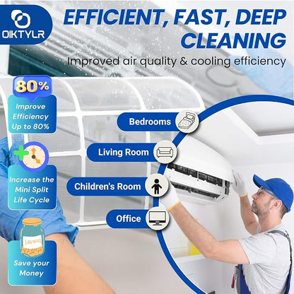 Oiktylr Mini Split Cleaning Kit with 2L Pressure Sprayer, Fits 38-48in | Waterproof & Leakproof AC Cleaning Kit Bag, Reusable, Durable PVC, Fits Systems 18,000-24,000 BTU Air Conditioner Unit