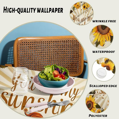 Sunflower Decorative Rectangle Tablecloth Cute Elf Gnomes You are My Sunshine Rectangle Polyester Table Cloths Kitchen Table Cover for Dining BBQ Picnic Coffee Table 52" x 70" 4-6 Seats