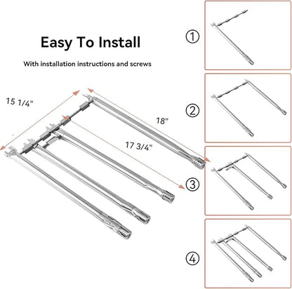 Spirit II E-310 Parts 7636 Flavorizer Bars & 69787 Burner Tubes for Weber Spirit & Spirit 2 GS4 300 Series E310 E320 E330 S310 S320 S330 with Front Control, 15.3" Heat Plates & 18" Grill Burners