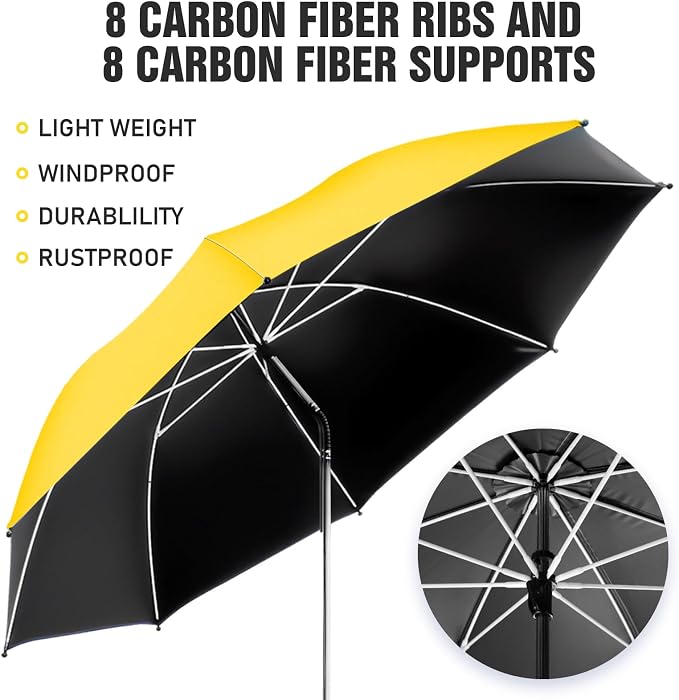 2 PACK Beach Umbrella with Clamp, 360 ° Adjustable Umbrellas for Chair, UPF50+ Umbrella for Beach Chair, Patio Chair, Wheelchair, Camping Chair, Golf Carts (Chair Not Included)