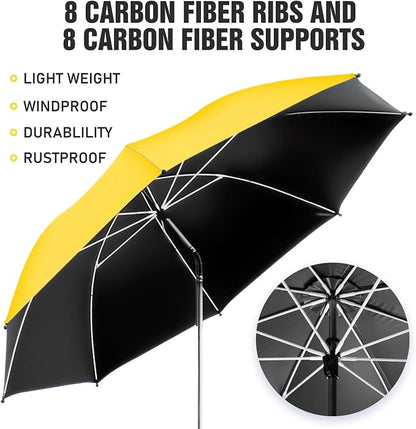 2 PACK Beach Umbrella with Clamp, 360 ° Adjustable Umbrellas for Chair, UPF50+ Umbrella for Beach Chair, Patio Chair, Wheelchair, Camping Chair, Golf Carts (Chair Not Included)