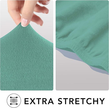 PureFit Super Stretch Chair Covers Fleece Couch Covers for Sofa Cyan | 1-Piece Spandex Couch Cover Soft Couch Protector, Sofa Cover Washable with Non Skid Foam and Elastic Bottom for Kids, Dogs