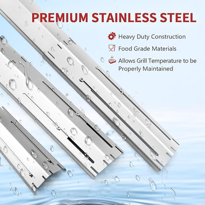 Adjustable Heat Plate Shield, Universal Heat Burner Tents, Heavy Duty Flame Tamer for Charbroil and Other Gas Grill Models, BBQ Replacement Parts, Extends from 11.75" up to 21" L, 3Pack