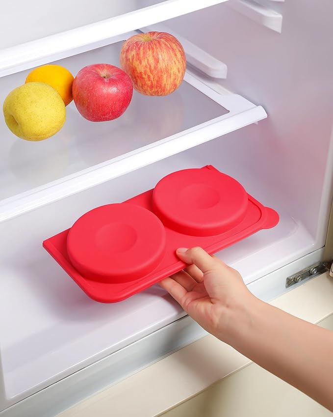 AUOON Silicone Burger Press for 4.5" 1/4-1/3 lb Patties - 4 in 1 Hamburger Press Patty Maker for Kitchen BBQ, Non-Stick Burger Patty Mold for Beef Veggie, Dishwasher Safe & Freezer Storage (Red)