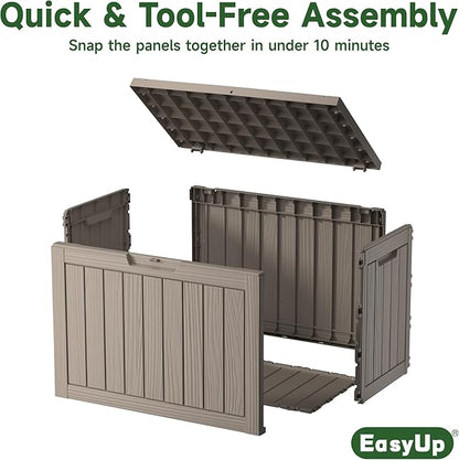 EasyUp 50 Gallon Outdoor Storage Box, Outdoor Deck Boxes for Garden Tools Equipment,Cushions and Patio Storage,Lockable and Resin,Easy to Install(Grey)